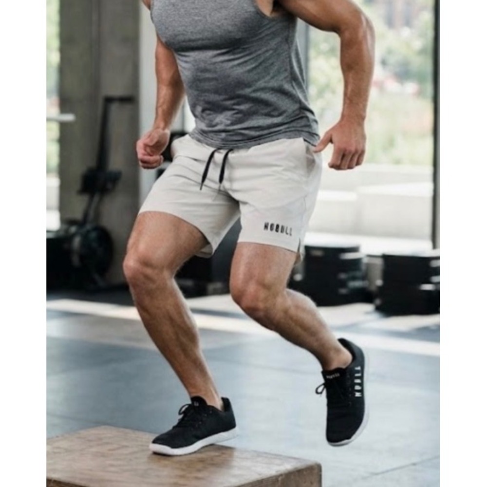 NOBULL Mens Lightweight Training Shorts Gray Large Zipper Pockets CrossFit Gym